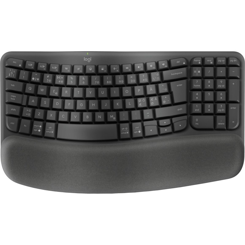 Logitech Wave Keys for Business tastiera RF senza fili + Bluetooth QWERTY Danese, Finlandese, Norvegese, Svedese Grafite