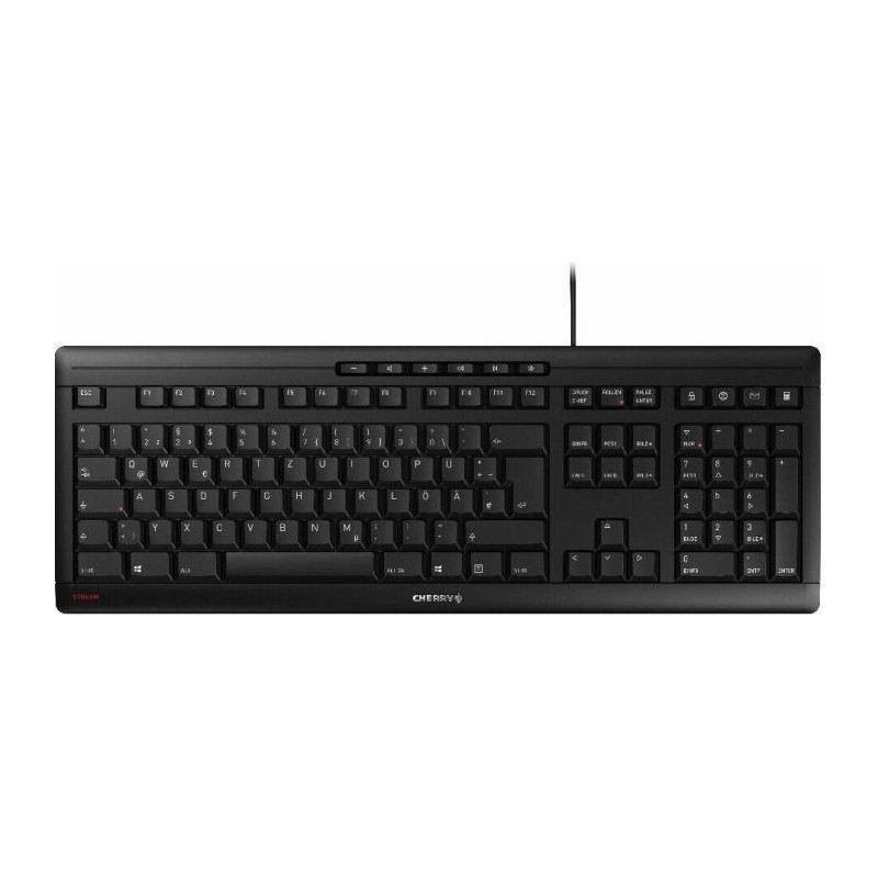 Cherry STREAM KEYBOARD - Volle Grose (100%) - USB - Mechanischer Switch - QWERTZ - Schwarz