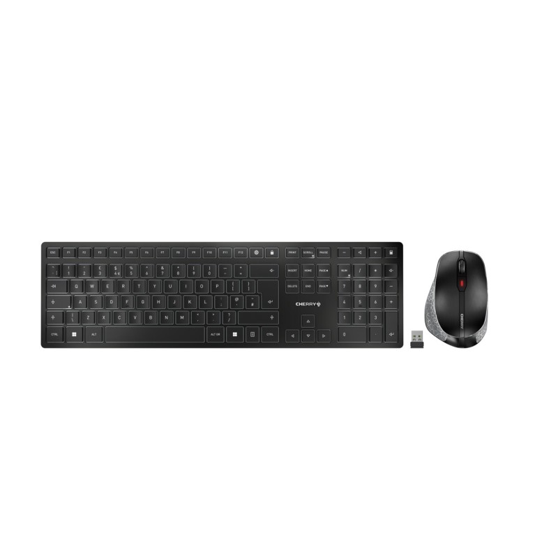 CHERRY DW 9500 SLIM tastiera Mouse incluso Universale RF senza fili + Bluetooth QWERTY Inglese Nero, Grigio