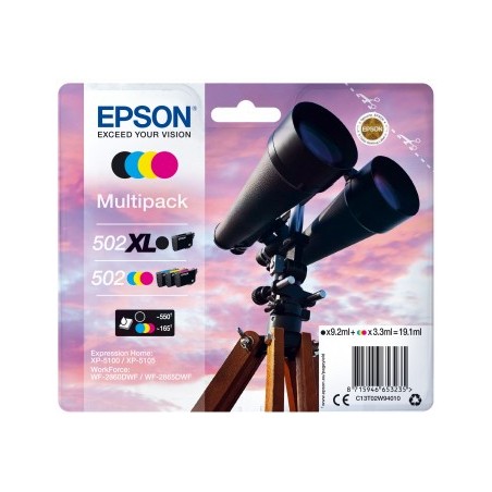 Epson 502 XL cartuccia d'inchiostro 4 pz Originale Resa elevata (XL) Nero, Blu, Magenta, Giallo