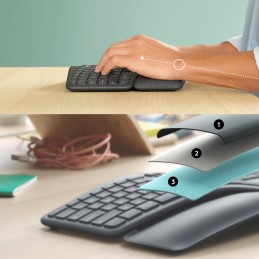 Logitech Ergo K860 tastiera Ufficio RF senza fili + Bluetooth US International Grafite