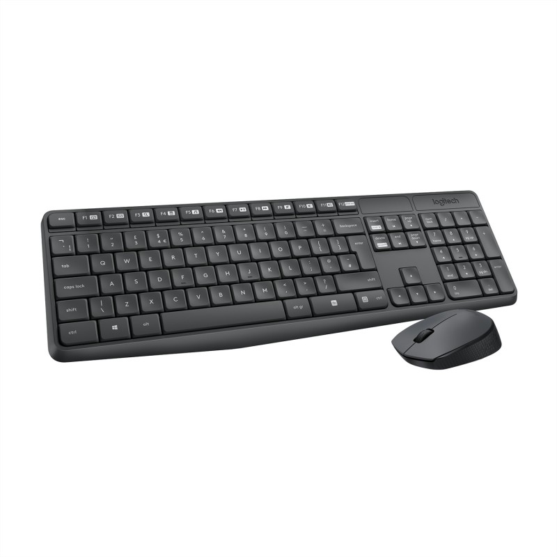 Logitech MK235 Combo Tastiera e Mouse Wireless per Windows, Ricevitore Unifying USB 2,4 GHz Wireless, 15 Tasti FN, Lunga Durata