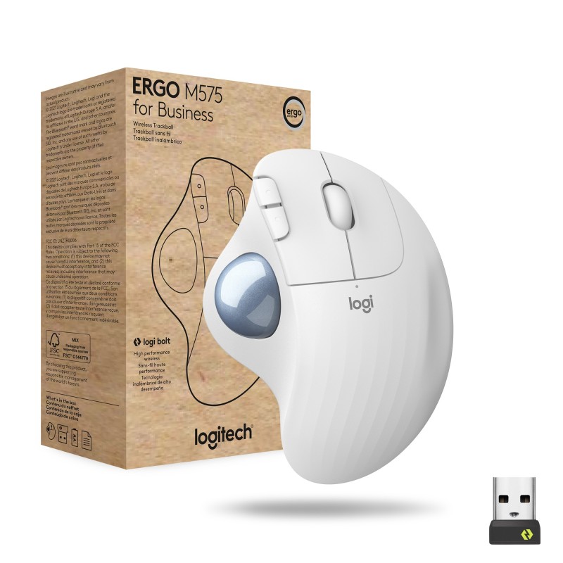 Logitech ERGO M575 for Business mouse Ufficio Mano destra RF senza fili + Bluetooth Trackball 2000 DPI