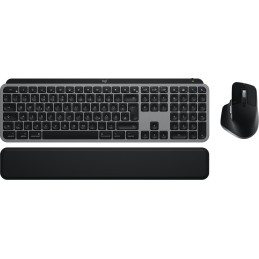 Logitech MX Keys S Combo for Mac tastiera Mouse incluso Casa ufficio RF senza fili + Bluetooth QWERTZ Tedesco Alluminio, Nero