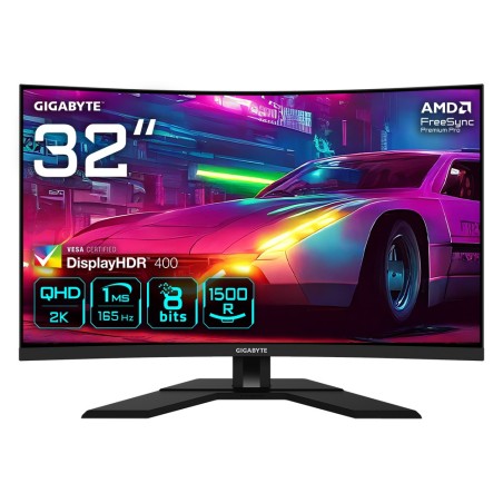 GIGABYTE M32QC 31.5" Monitor da Gioco Curvo QHD - 2560 x 1440 (QHD), 1500R, 165Hz, 1ms, 350 cd m2, FreeSync Premium Pro,