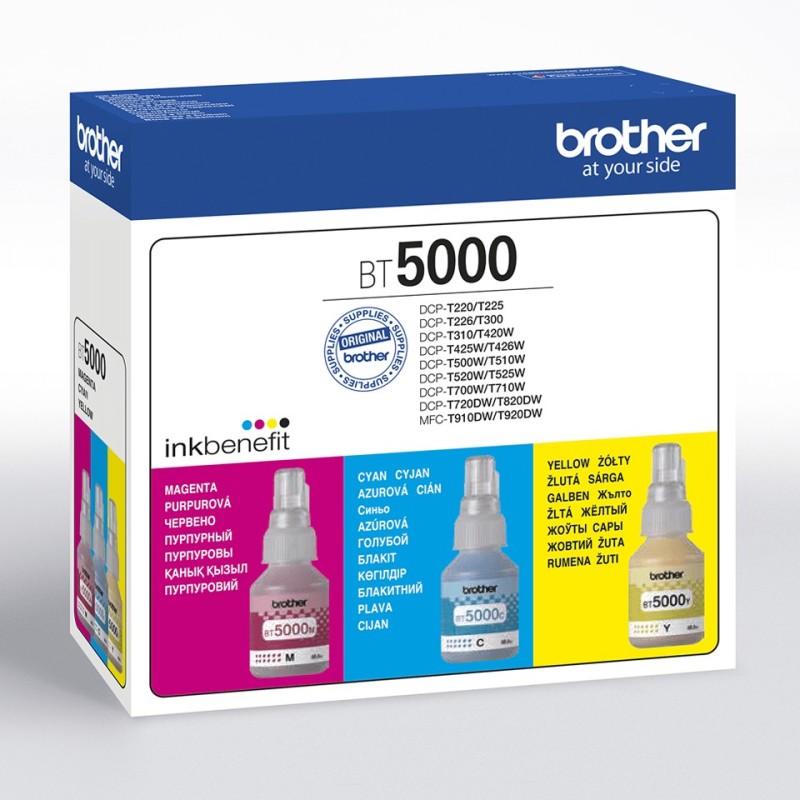 Brother BT5000CLVAL cartuccia d'inchiostro 3 pz Compatibile Ciano, Magenta, Giallo