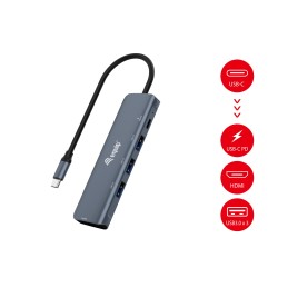 Equip 133487 hub di interfaccia USB 3.2 Gen 1 (3.1 Gen 1) Type-C 5000 Mbit s Nero, Grigio