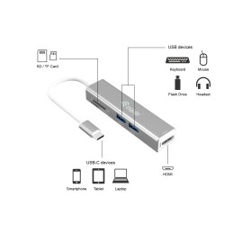 Equip 133480 replicatore di porte e docking station per laptop USB 3.2 Gen 1 (3.1 Gen 1) Type-C Argento