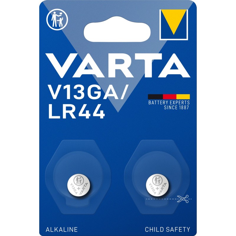 Varta ALKALINE V13GA, LR44 (Batteria Speciale , 1.5V) Blister da 2