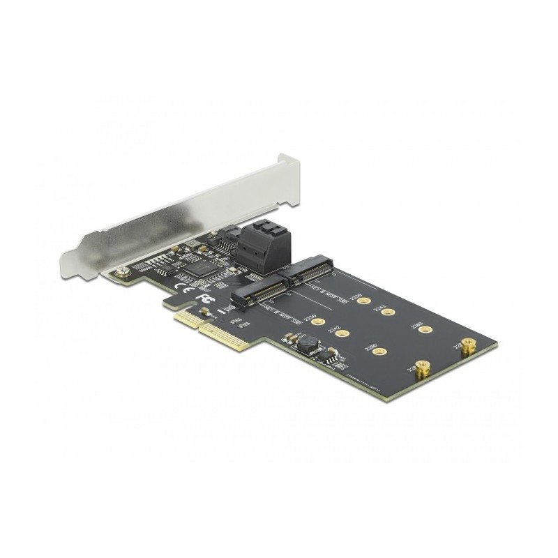 DeLOCK Scheda PCI Express x4 a 3 porte SATA e 2 slot M.2 Key B - Fattore di forma a basso profilo