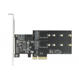 DeLOCK Scheda PCI Express x4 a 3 porte SATA e 2 slot M.2 Key B - Fattore di forma a basso profilo