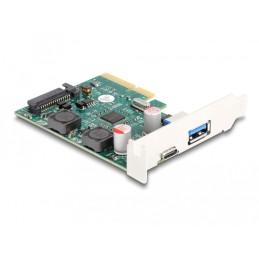 DeLOCK Scheda PCI Express x4 per 1 x USB 10 Gbps Type-C femmina esterno + 1 x USB 10 Gbps Tipo-A femmina - Form Factor a Basso