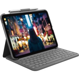 Logitech Slim Folio QWERTZ Tedesco Bluetooth Grigio