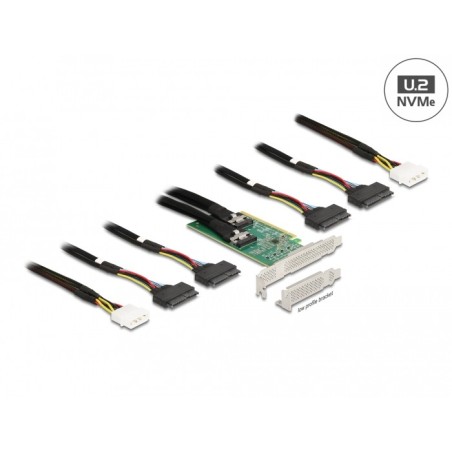 DeLOCK Scheda PCI Express 4.0 x16 a 4 x SFF-8639 NVMe - Biforcazione - Fattore di forma a basso profilo