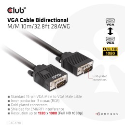 CLUB3D CAC-1710 cavo VGA 10 m VGA (D-Sub) Nero