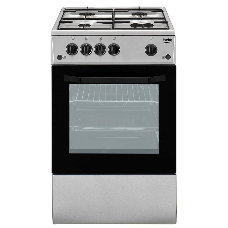 Beko CSS42014FS cucina Elettrico Gas Nero, Argento