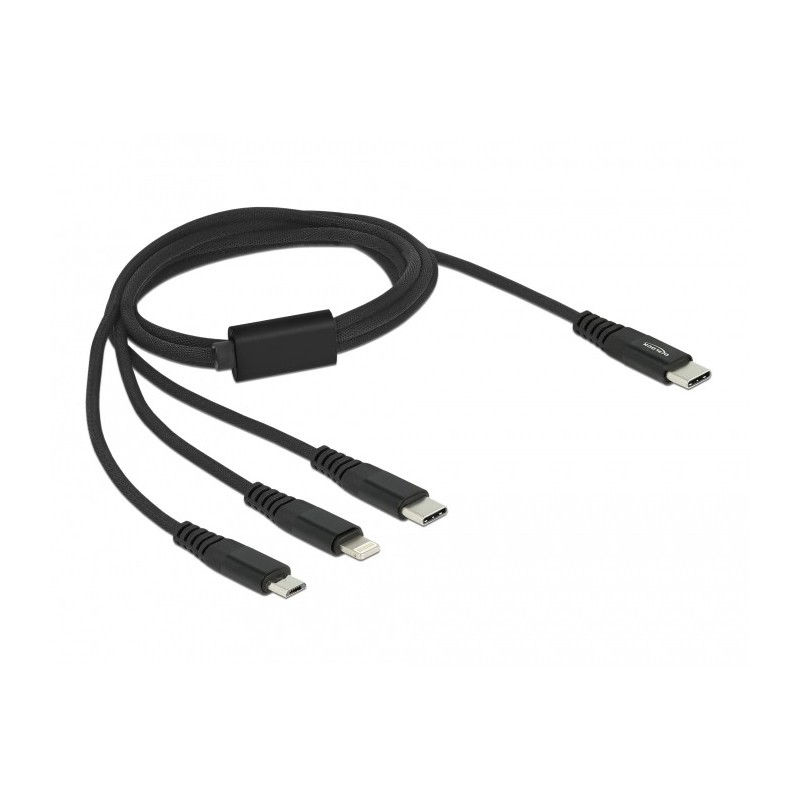 DeLOCK Cavo di ricarica USB 3 in 1 USB Type-C a Lightning   Micro USB   USB Type-C da 1 m