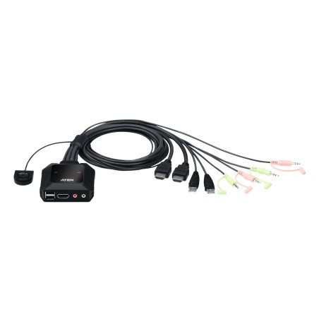 ATEN Switch KVM cablato USB 4K HDMI a 2 porte con selettore porta remota