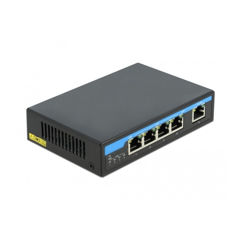 DeLOCK Switch Gigabit Ethernet a 4 porte PoE + 1 RJ45