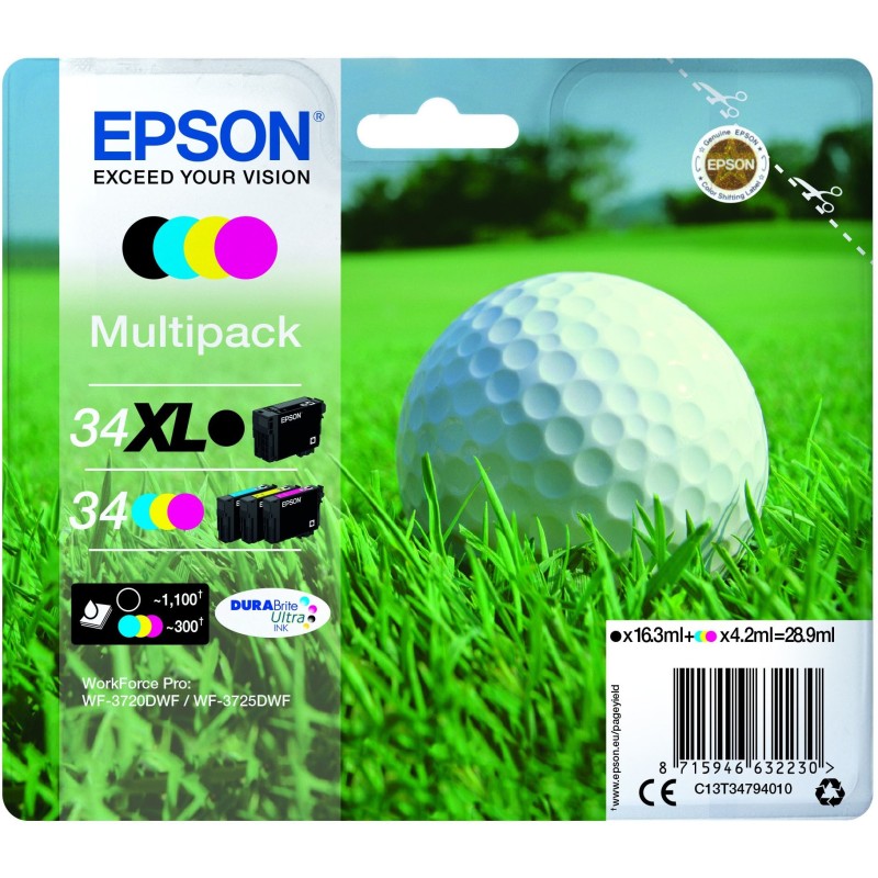 Epson Golf ball C13T34794010 cartuccia d'inchiostro 1 pz Originale Resa elevata (XL) Nero, Ciano, Magenta, Giallo