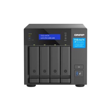 QNAP TVS-H474 NAS Tower Intel® Pentium® G7400 8 GB DDR4 0 TB QuTS hero Nero