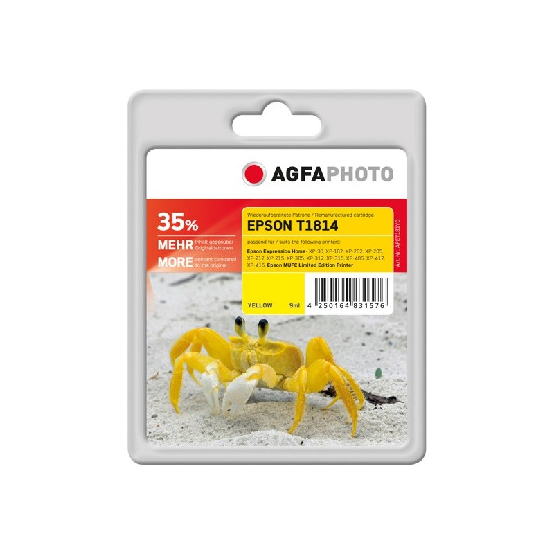 AgfaPhoto APET181YD cartuccia d'inchiostro 1 pz Giallo