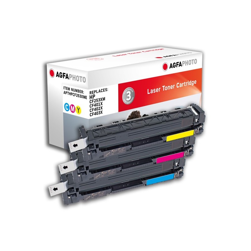 AgfaPhoto APTHPCF253XME cartuccia toner 3 pz Compatibile Ciano, Magenta, Giallo