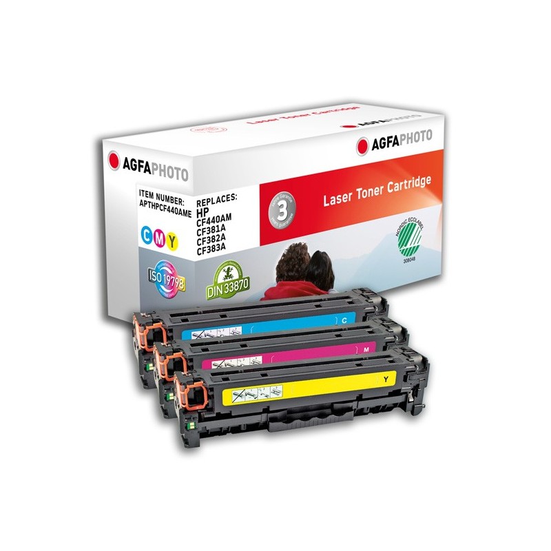 AgfaPhoto APTHPCF440AME cartuccia toner 3 pz Ciano, Magenta, Giallo