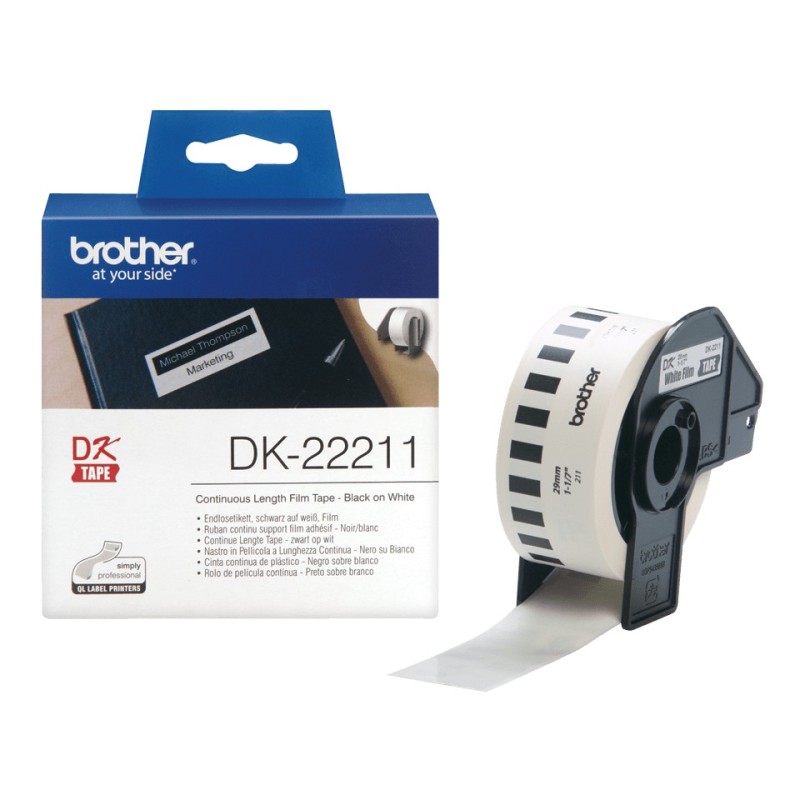 Brother DK-22211 nastro per etichettatrice Nero su bianco