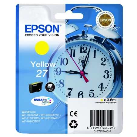 Epson Alarm clock 27 DURABrite Ultra cartuccia d'inchiostro 1 pz Originale Giallo