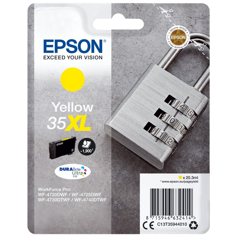 Epson Padlock Singlepack Yellow 35XL DURABrite Ultra Ink