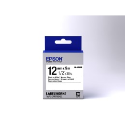 Epson Nastro fondo Standard Bianco per testo Nero 12 9 LK-4WBN