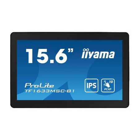 iiyama ProLite TF1633MSC-B1 Monitor PC 39,6 cm (15.6") 1920 x 1080 Pixel Full HD Touch screen Nero