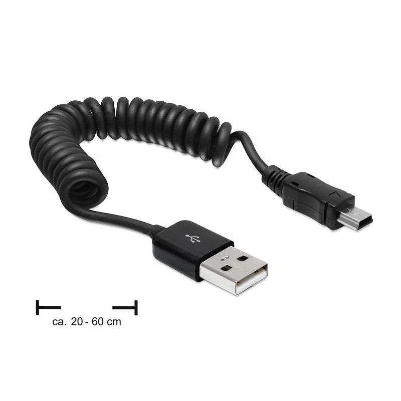 DeLOCK USB 2.0 USB mini 0.6m cavo USB 0,6 m USB A Mini-USB A Nero