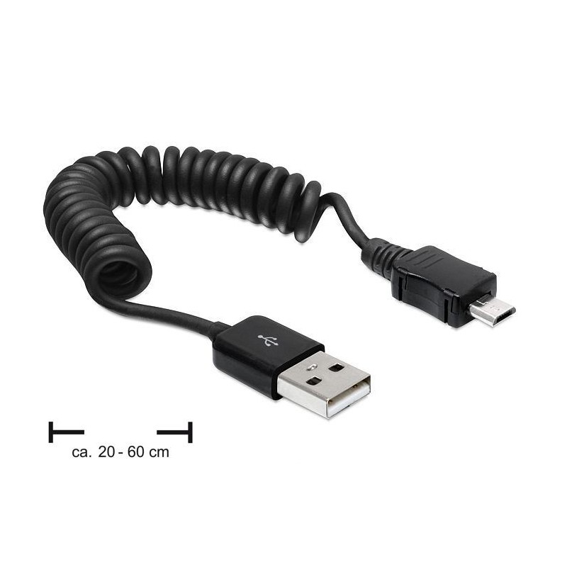 DeLOCK USB 2.0-A USB micro-B 0.6m cavo USB 0,6 m USB A Micro-USB B Nero