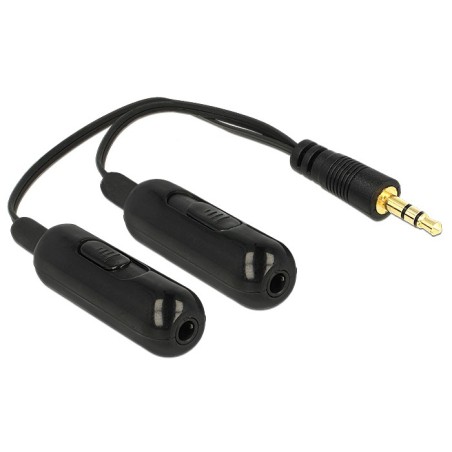 DeLOCK 0.19m, 3.5mm 2x3.5mm cavo audio 0,19 m Nero