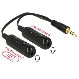 DeLOCK 0.19m, 3.5mm 2x3.5mm cavo audio 0,19 m Nero