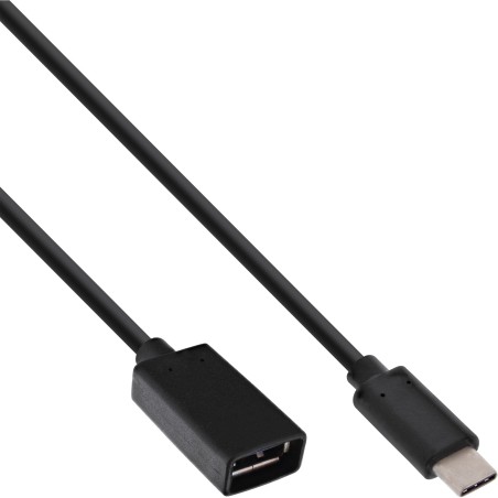 InLine Cavo USB 3.2 Gen.2 Cm  A F, nero, adattatore, Power Delivery 3A, 0,15m