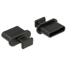 DeLOCK 64013 Copertura di sicurezza per presa elettrica USB tipo-C Nero 10 pz