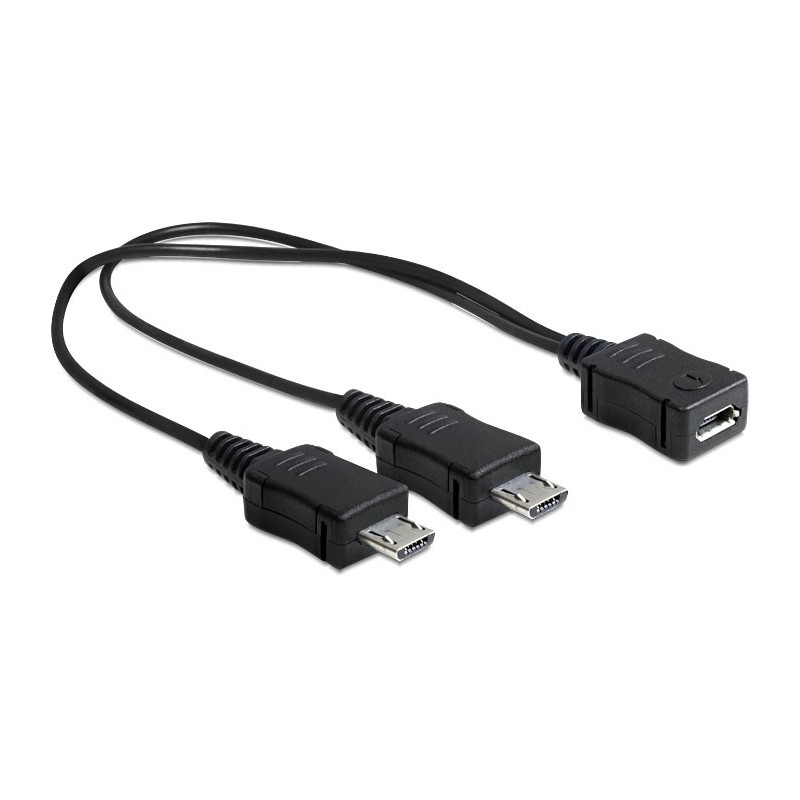 DeLOCK 20.5cm, USB micro-B - 2 x USB micro-B cavo USB USB 2.0 0,205 m Micro-USB B 2 x Micro-USB B Nero