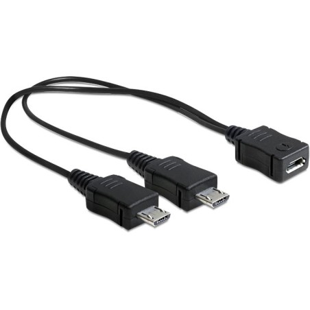 DeLOCK 20.5cm, USB micro-B - 2 x USB micro-B cavo USB USB 2.0 0,205 m Micro-USB B 2 x Micro-USB B Nero