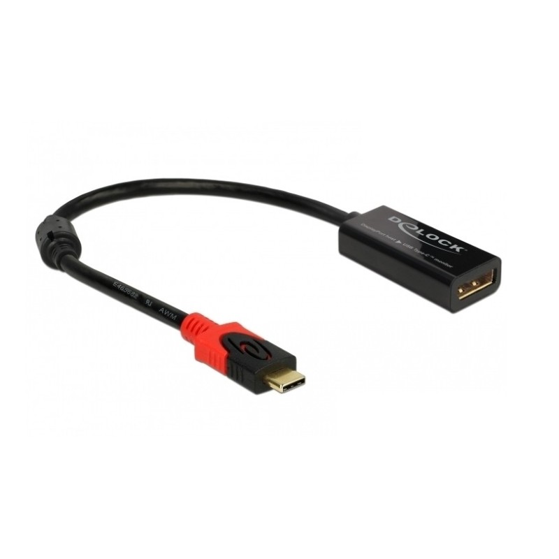 DeLOCK 63928 cavo e adattatore video 0,2 m USB tipo-C DisplayPort 20 pin Nero, Rosso