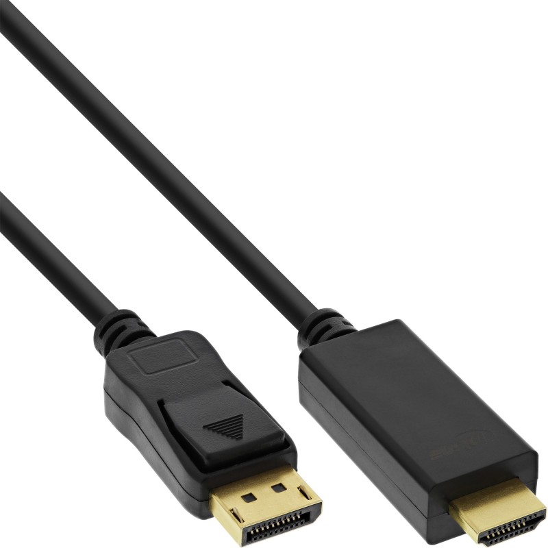 InLine Cavo DisplayPort M a HDMI M, 0,3m, con Audio, 4K 60Hz, DP1.2, nero