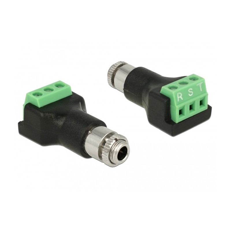 DeLOCK 65878 adattatore per inversione del genere dei cavi 3 pin 3,5 mm Nero, Verde, Acciaio inox