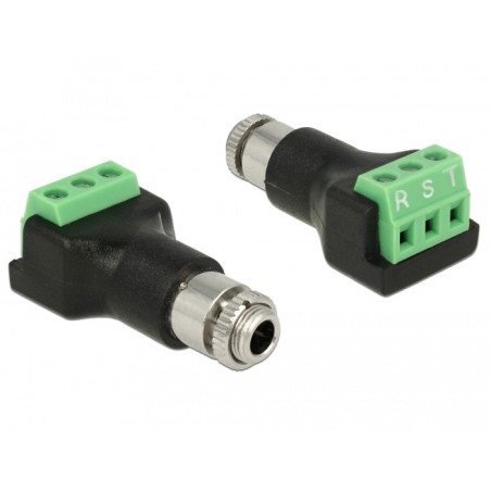 DeLOCK 65878 adattatore per inversione del genere dei cavi 3 pin 3,5 mm Nero, Verde, Acciaio inox