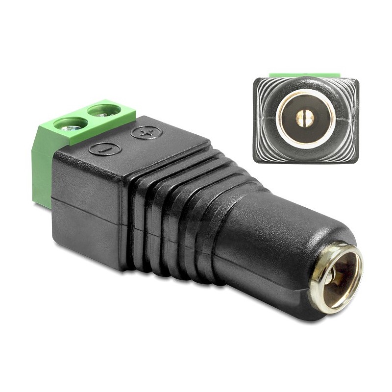 DeLOCK 65485 adattatore per inversione del genere dei cavi DC 2.5 x 5.5 mm 2p Nero, Verde