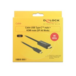 DeLOCK 85291 cavo e adattatore video 2 m USB tipo-C HDMI Nero