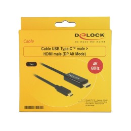 DeLOCK 85290 cavo e adattatore video 1 m USB tipo-C HDMI Nero