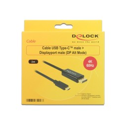 DeLOCK 85256 cavo e adattatore video 2 m USB tipo-C DisplayPort Nero