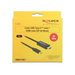 DeLOCK 85259 cavo e adattatore video 2 m USB tipo-C HDMI Nero